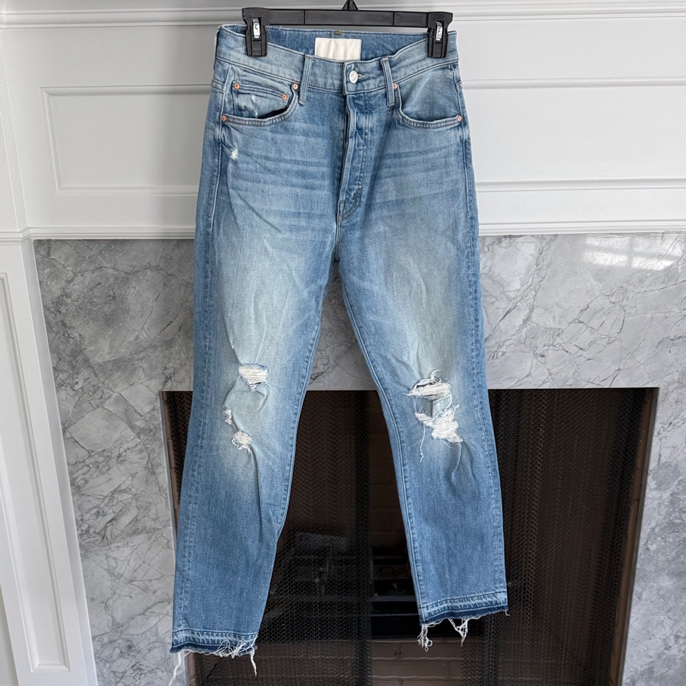 MOTHER Women’s Faded Blue Straight Jeans